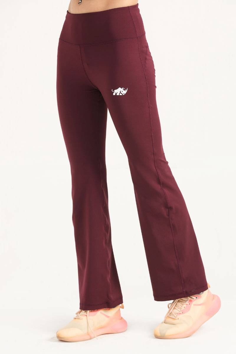 FUSION FLARE LEGGINGS - MAROON - Luna Active Fit