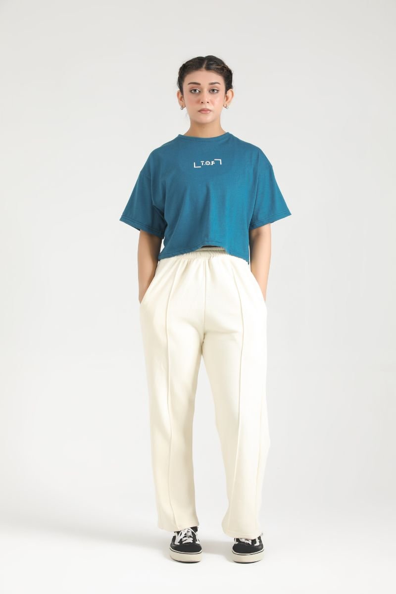 LOOSE FIT GYM CROP SET - TEAL - Luna Active Fit