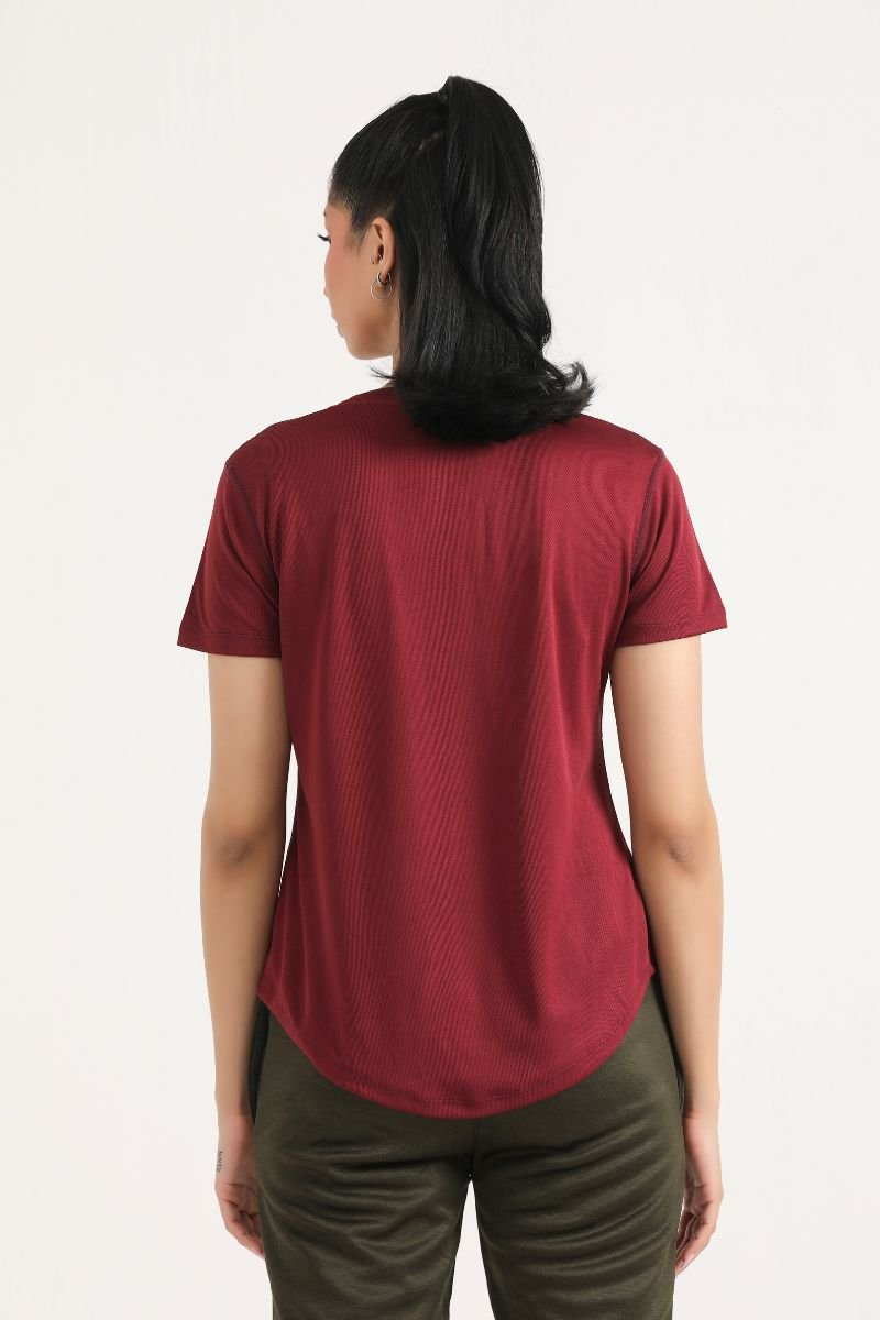 PRIME MESH TEE - NAVY BLUE - MAROON - Luna Active Fit