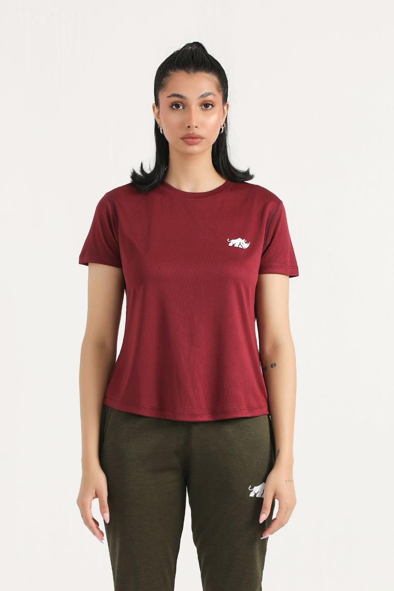 PRIME MESH TEE - NAVY BLUE - MAROON - Luna Active Fit