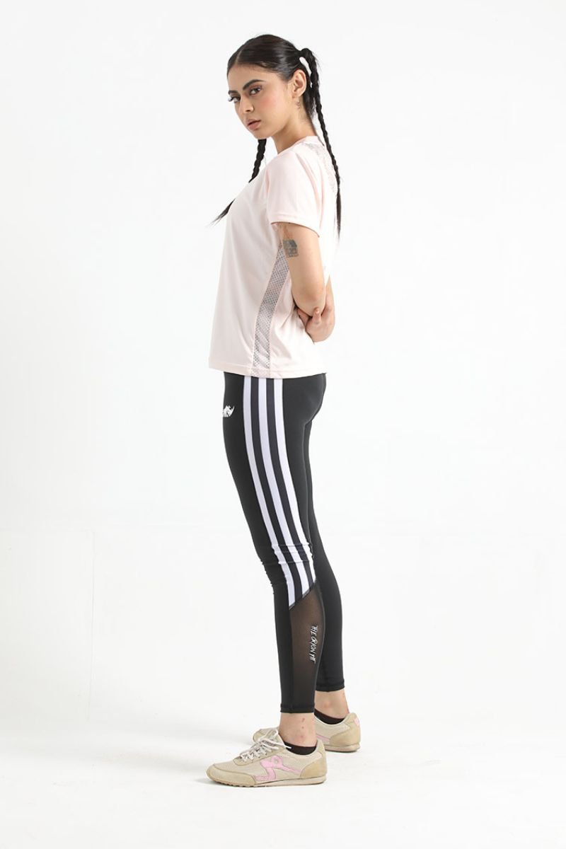 SHADOW WHITE STRIPED SET (TOP+BOTTOM) - Luna Active Fit