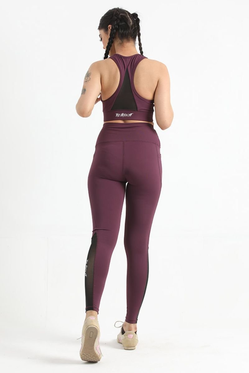THE QUEEN MESH BURGUNDY SET (TOP+BOTTOM) - Luna Active Fit
