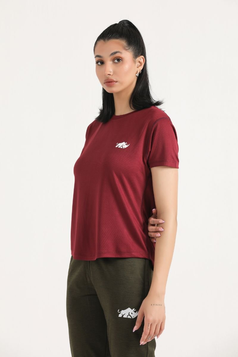 PRIME MESH TEE - NAVY BLUE - MAROON - Luna Active Fit