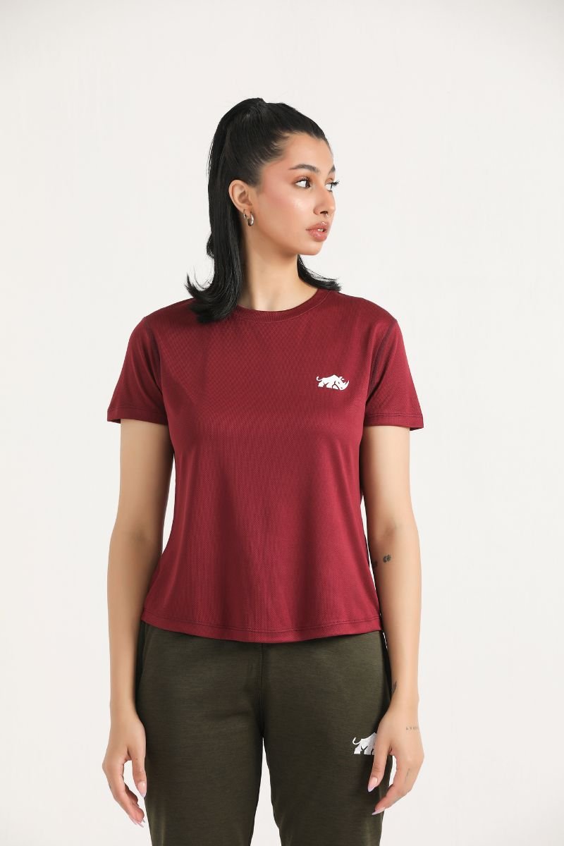 PRIME MESH TEE - NAVY BLUE - MAROON - Luna Active Fit