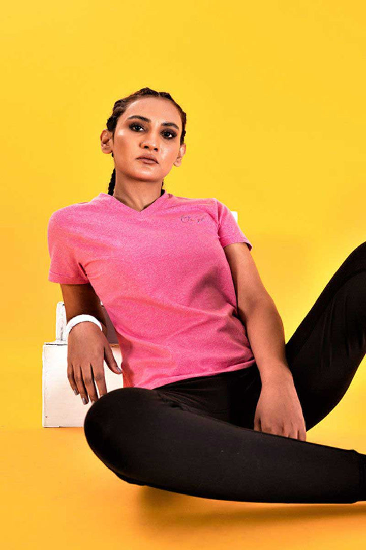 ALPHA COTTON STRETCH TEE-PINK - The Orion Fit
